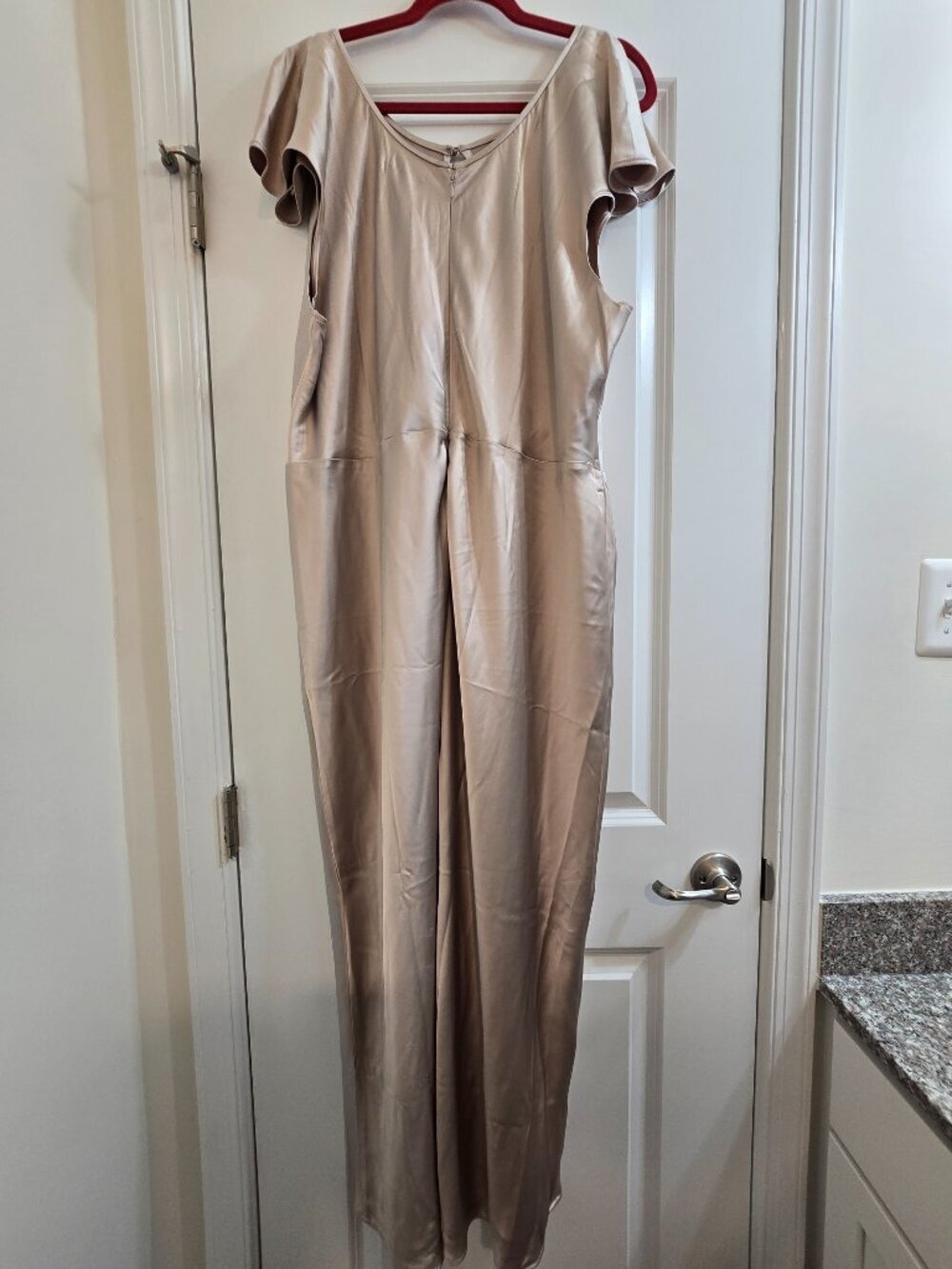 The Occasion by Old Navy Flutter-Sleeve Keyhole Satin Maxi Dress - Champagne NWT - Picture 6 of 8